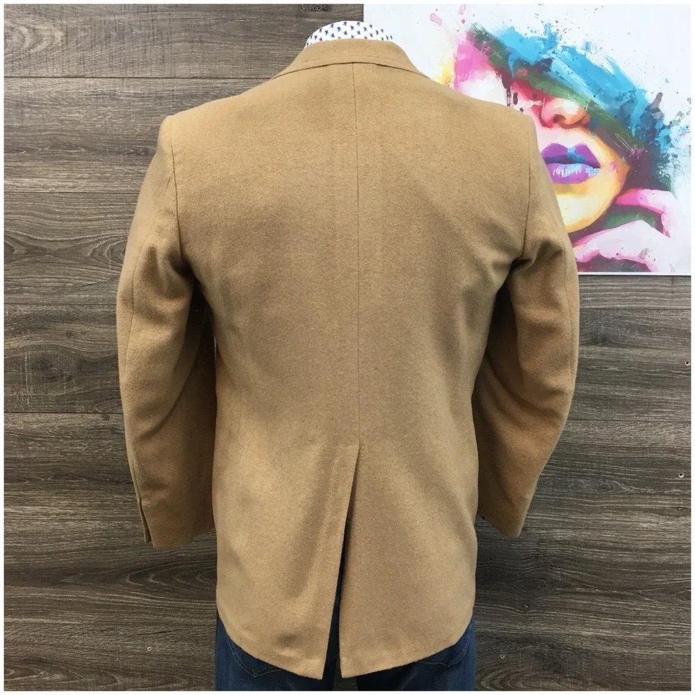VINTAGE Mens Camel Hair Blazer Sport Coat Casual‎ Jacket Size 42R Classic Suit